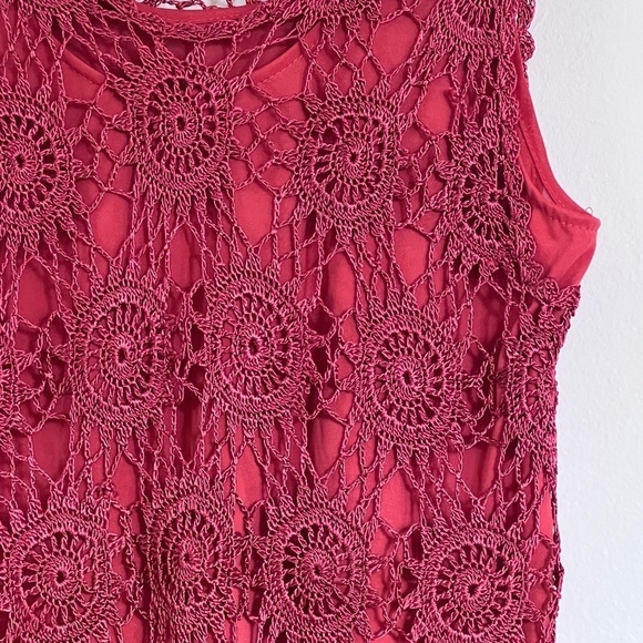 Red Lace Crochet Tank Top Blouse 310 boho - Picture 7 of 11